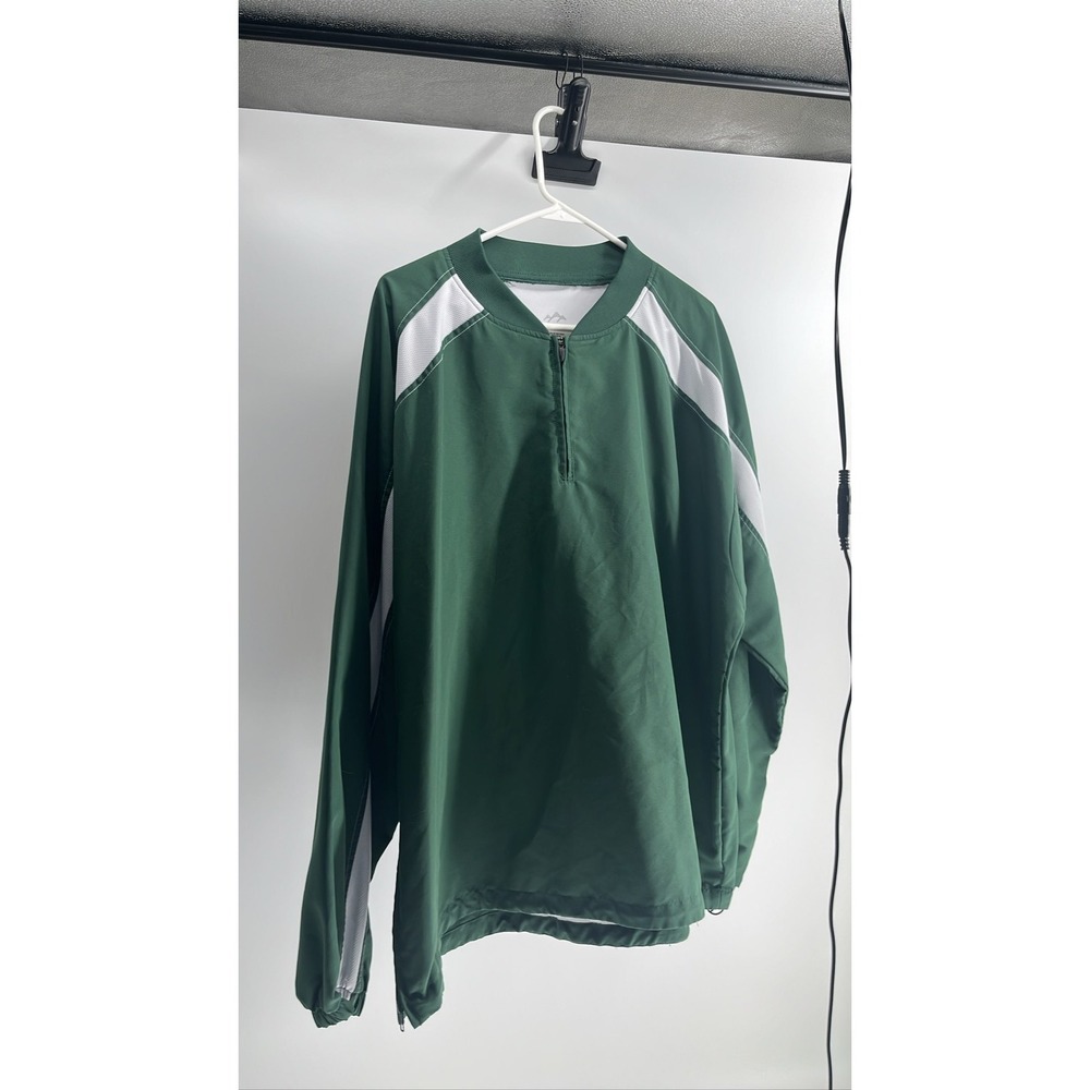 Green White Pullover Windbreaker Jacket‎ Half Zip Mens